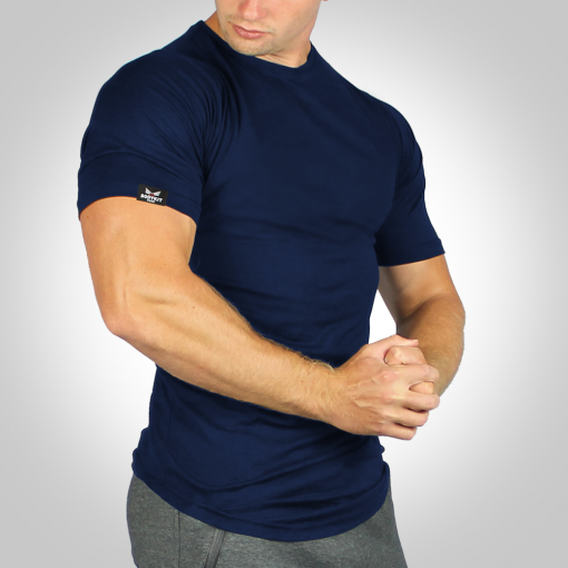 muscle fit blue shirt
